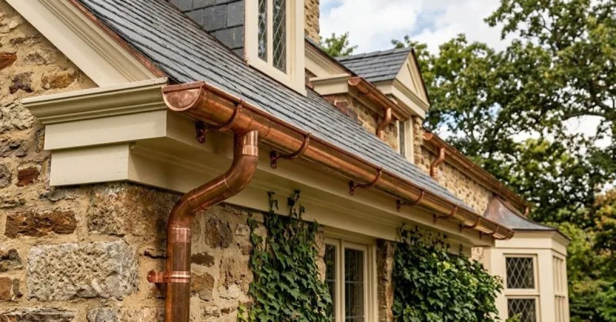 Home exterior with roofline and surrounding trees