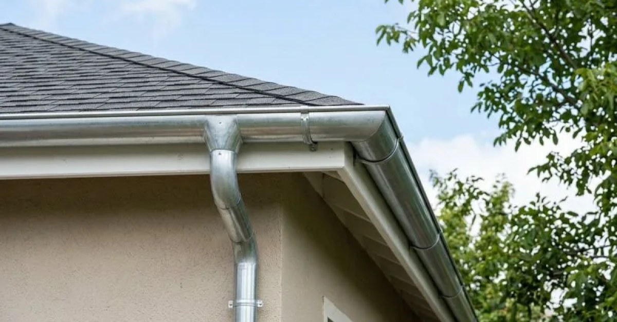Home exterior with roofline and surrounding trees