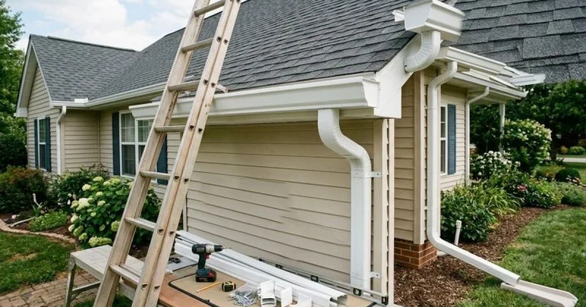 Pair replacement gutters with debris control